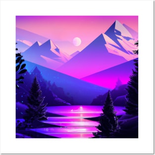 Synthwave Scenic View Posters and Art